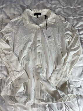 Theory White Button-Front Shirt